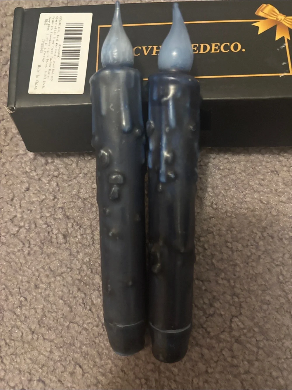 CVHOMEDECO real wax hand dipped battery operated timer taper, candles set of 2